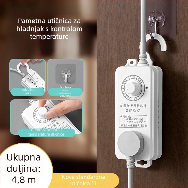 Pametna utičnica za hladnjak s regulatorom temperature i produžnim kabelom