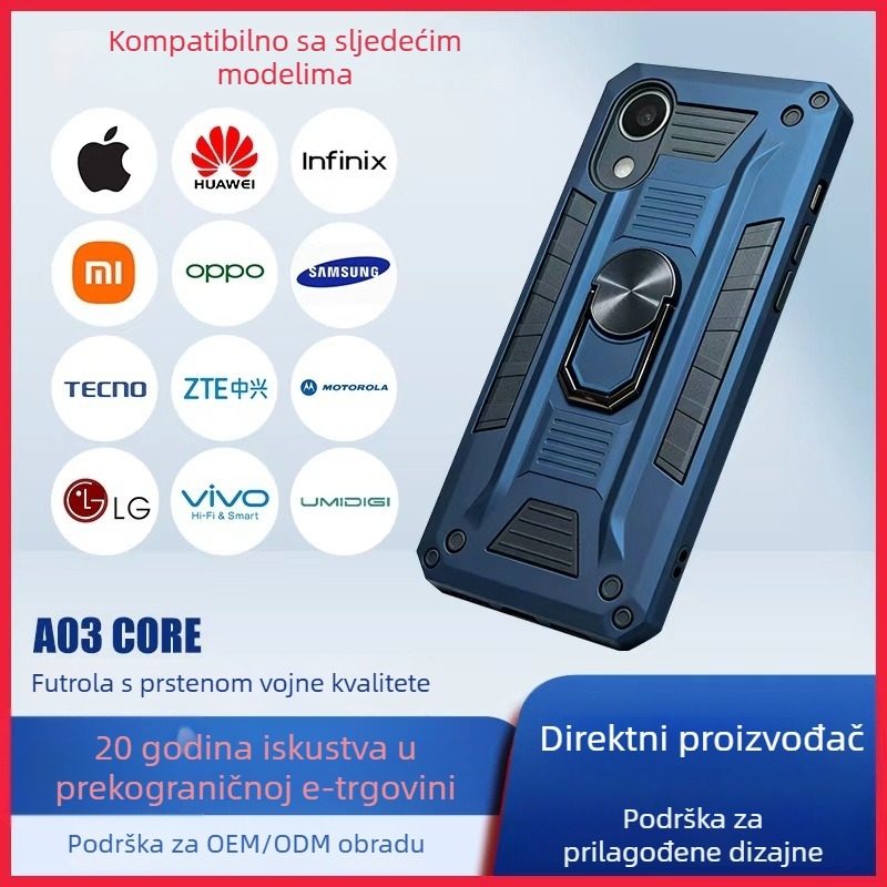 Kućište za Samsung Galaxy A03 Core s precizno izrezanim prstenom vojne klase, dvostruke namjene