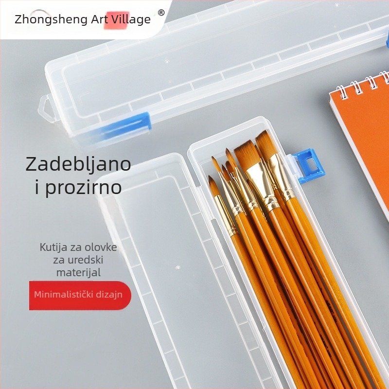 Prozirna plastična kutija za četkice i olovke, pogodna za akvarel, gouache i uljanu boju