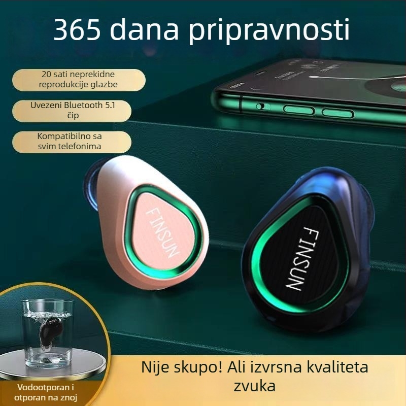 VanSeini Bluetooth bežične mini ušne slušalice, mono za sport, dugotrajna baterija