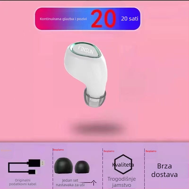 VanSeini Bluetooth bežične mini ušne slušalice, mono za sport, dugotrajna baterija