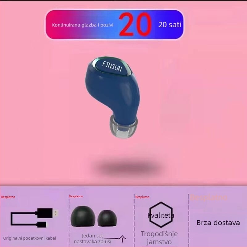VanSeini Bluetooth bežične mini ušne slušalice, mono za sport, dugotrajna baterija