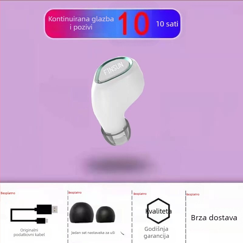 VanSeini Bluetooth bežične mini ušne slušalice, mono za sport, dugotrajna baterija