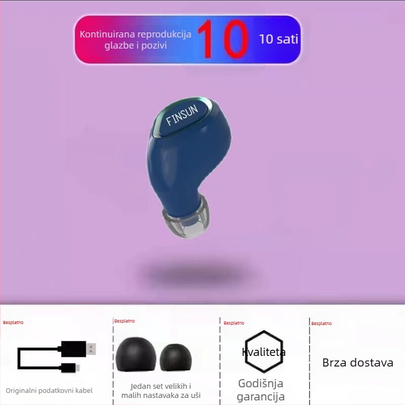 VanSeini Bluetooth bežične mini ušne slušalice, mono za sport, dugotrajna baterija