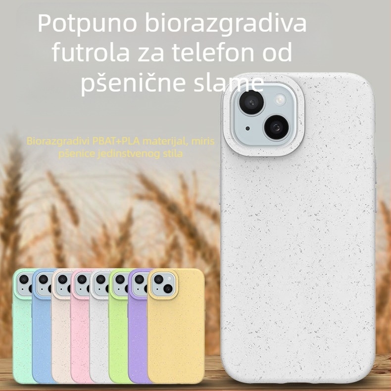 Kućište PLA od vlakna pšenice za iPhone 15 i iPhone 13 Pro Max, mat bijela, biološki razgradivo, rasipanje topline, otporno na habanje, otporno na padove, otporan na otiske prstiju