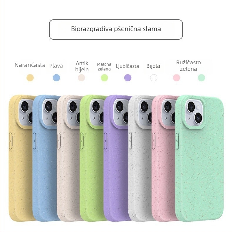 Kućište PLA od vlakna pšenice za iPhone 15 i iPhone 13 Pro Max, mat bijela, biološki razgradivo, rasipanje topline, otporno na habanje, otporno na padove, otporan na otiske prstiju