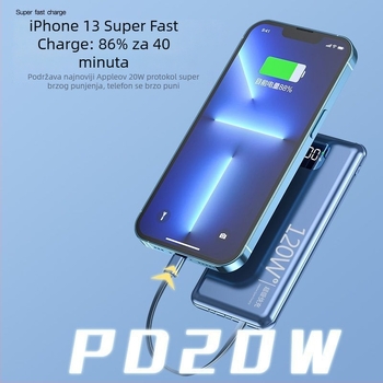 3C potvrda, 120W brzog punjenja, 20000mAh power bank velike kapacitete, prenosivi izvor napajanja s prilagođenim logotipom