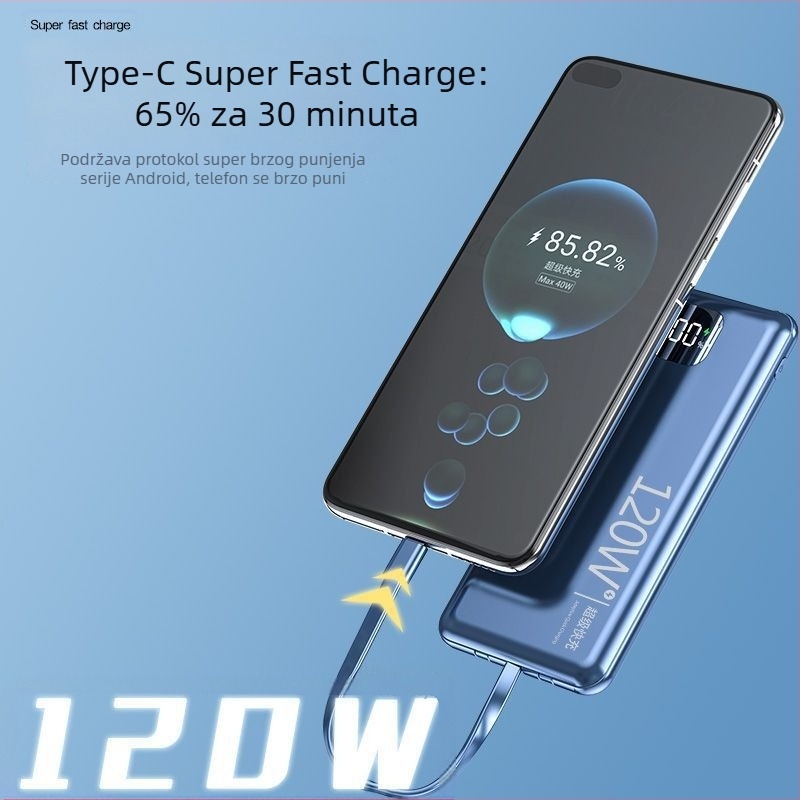 3C potvrda, 120W brzog punjenja, 20000mAh power bank velike kapacitete, prenosivi izvor napajanja s prilagođenim logotipom