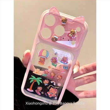 Prozirna zaštitna futrola za iPhone 17 Pro Max, ljetna mačja tema, otporna na padove