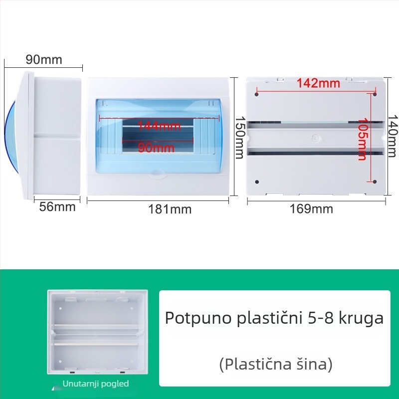Plastična kućna kutija za distribuciju s 2/3/4/6/8/12 krugova, mali prekidač i zaštita od curenja, kutija za rasvjetu