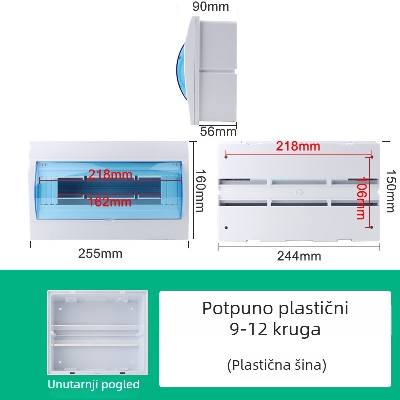 Plastična kućna kutija za distribuciju s 2/3/4/6/8/12 krugova, mali prekidač i zaštita od curenja, kutija za rasvjetu