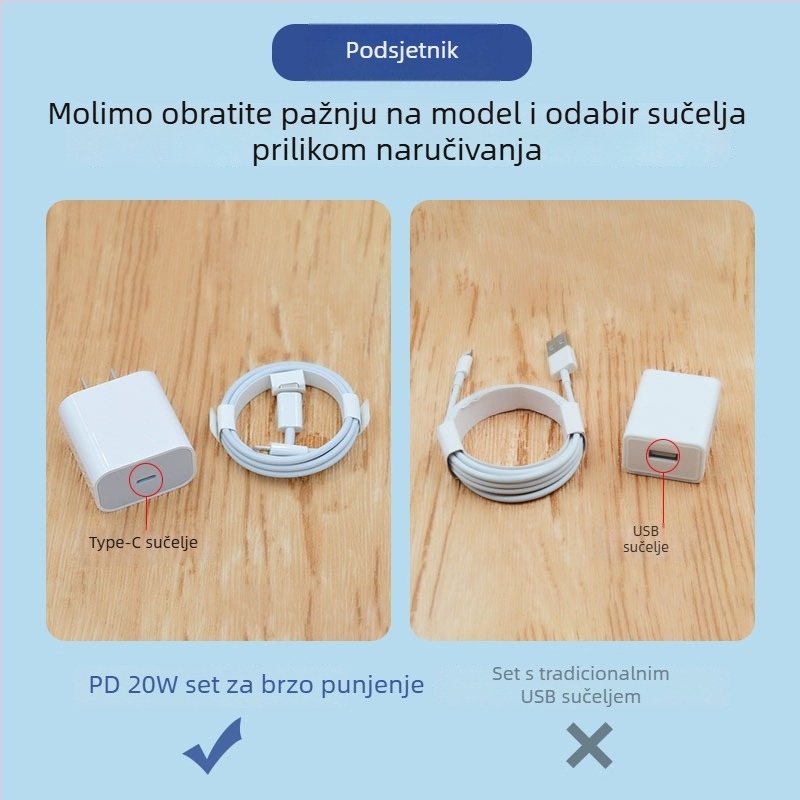 Set PD27W kablova za brzo punjenje za iPhone 13/12 — Lightning i USB-C podatkovni kabel