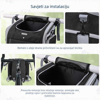 Torba za prijevoz psa na okvir bicikla, velika kapacitet, proširiva košarica za bicikl, odobrena za putovanja avionom
