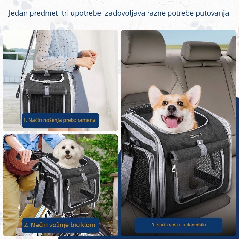 Torba za prijevoz psa na okvir bicikla, velika kapacitet, proširiva košarica za bicikl, odobrena za putovanja avionom