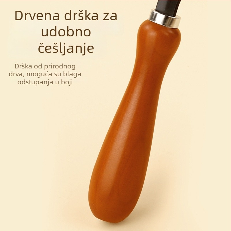 Četka za kućne ljubimce s drvenom drškom za pse s dugom i gustom dlakom, uklanja otpalu dlaku, za velike pse