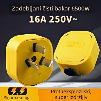 GB standardni trojpinski trofazni utikač, 6000W, gumirano kućište, čist bakar, 10A