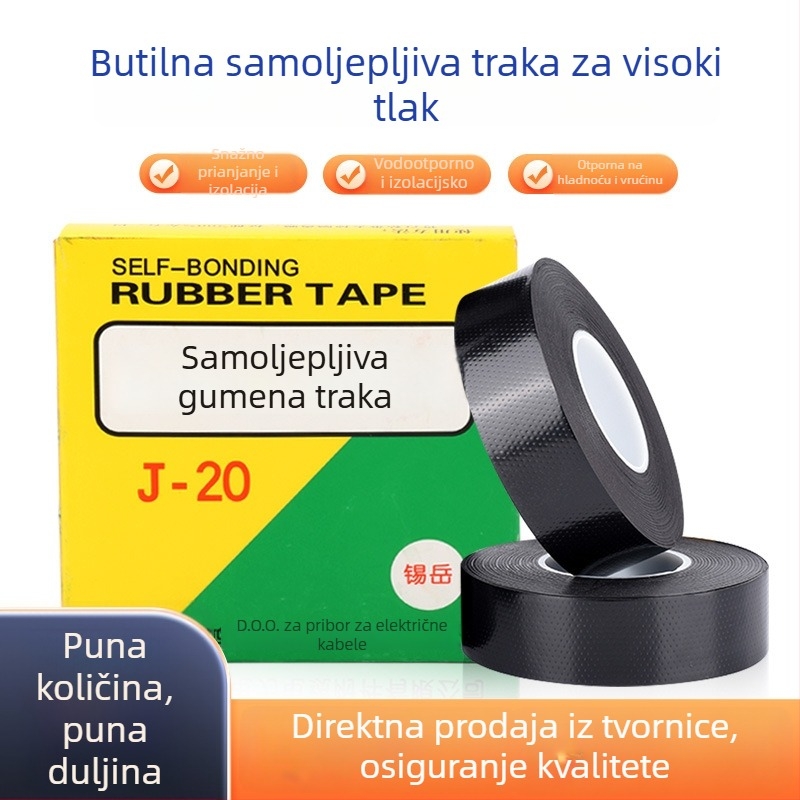 J-20 visokovoltna vodootporna samoljepljiva izolacijska traka, crna, 10 kV, za podvodnu upotrebu