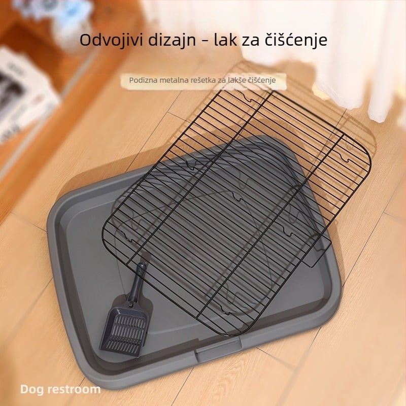 Kućna toalet za pse, ekstra veliki, ravna površina, visok ograda, protiv prskanja, odvojena željezna mreža
