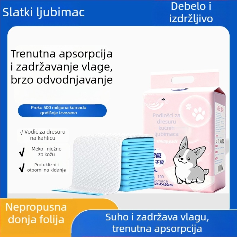Debeli podlošci za mokrenje kućnih ljubimaca, s dezodorizirajućim učinkom, jednokratne upijajuće podloge za pse