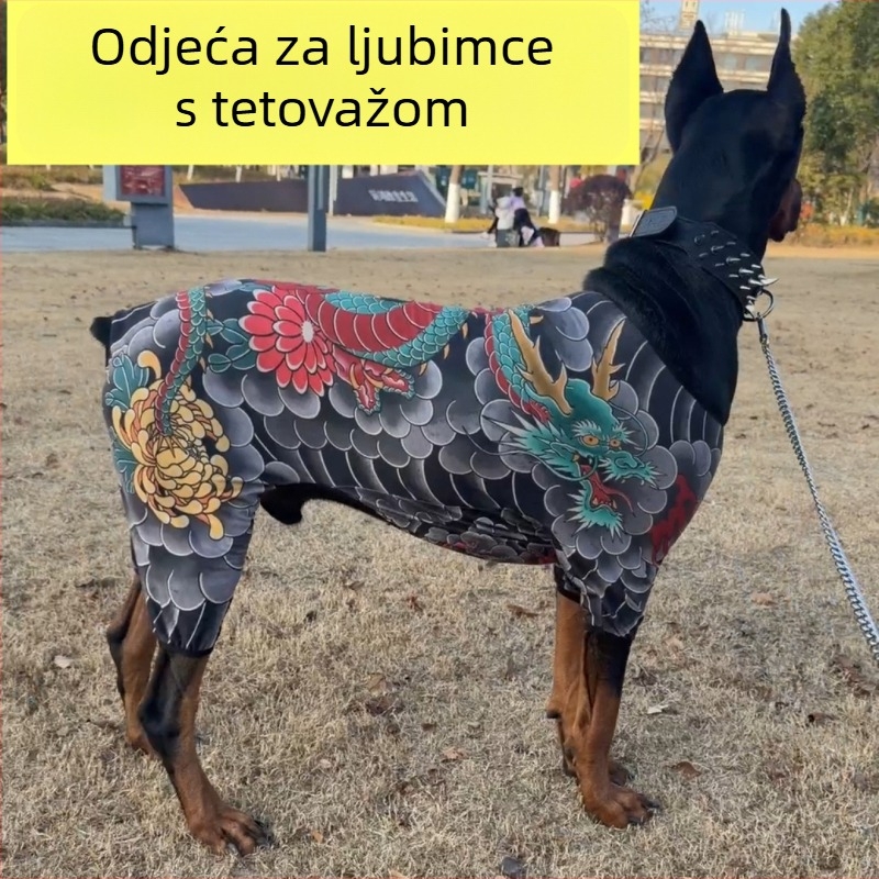 Odjeća za kućne ljubimce s tetovažnim uzorkom, prozračna, protiv opadanja dlake, za četiri šape, personalizirana, zabavna.