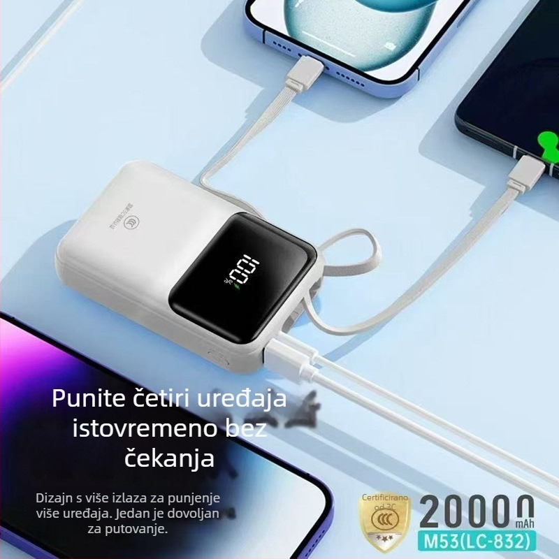Power bank 20.000 mAh, 3C certifikacija, brzo punjenje, velik kapacitet, kompatibilan s VOVI, OnePlus i IQ