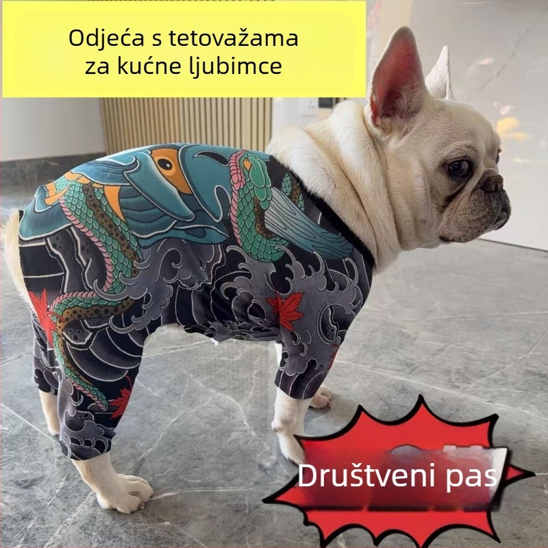 Majica za pse s tetovažnim printom za Francuskog buldoga, mopsa, Corgija i buldoga – sve sezone