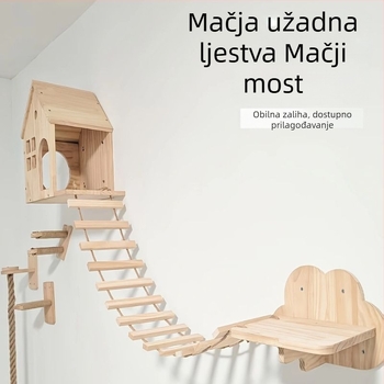 Set namještaja za mačke: užadasta ljestvica za mačke, gnijezdo za mačke s dodacima, penjaći okvir, viseći most, mekane ljestve za mačke, mačje stepenice, zidni namještaj za mačke