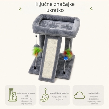 Višenamjenski mačji penjački stalak za male stanove s integriranom platformom za skokove, pogodna za mačiće i odrasle mačke
