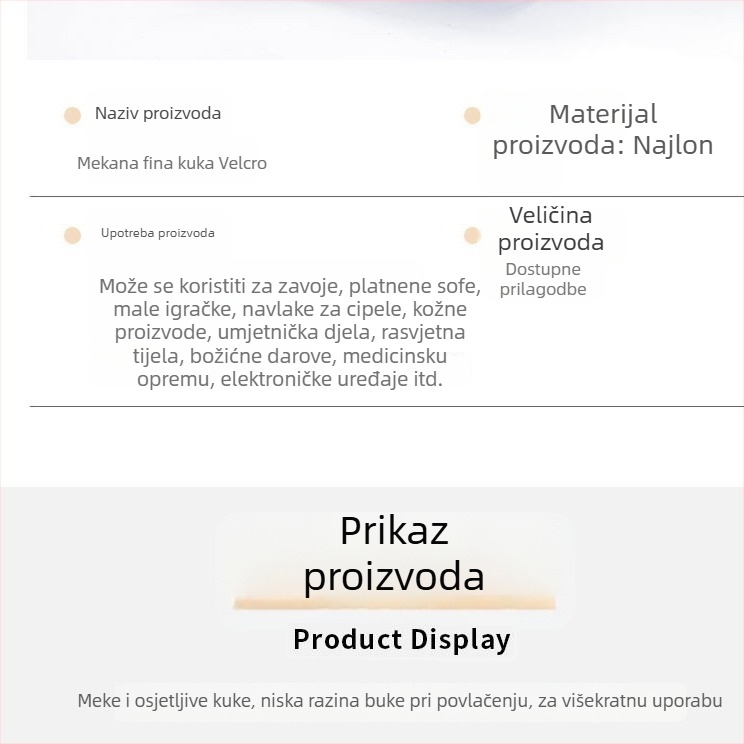 Mekana tanka Velcro kopča s kukom i petljom za organiziranje kablova, najlon, za odjeću i dječje dodatke