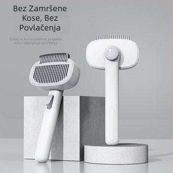 Četka za kućne ljubimce s nehrđajućim čelicama, pogodna za mačke i pse, za uklanjanje ispale dlake i raščešljavanje, alat za njegu dlake s automatskim čišćenjem za dugu i kratku dlaku