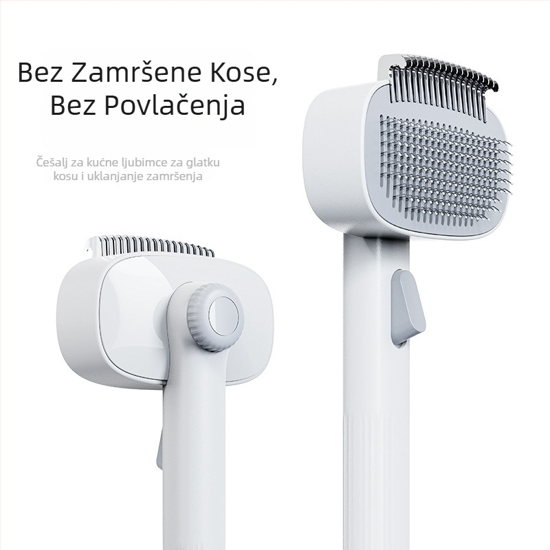 Četka za kućne ljubimce s nehrđajućim čelicama, pogodna za mačke i pse, za uklanjanje ispale dlake i raščešljavanje, alat za njegu dlake s automatskim čišćenjem za dugu i kratku dlaku