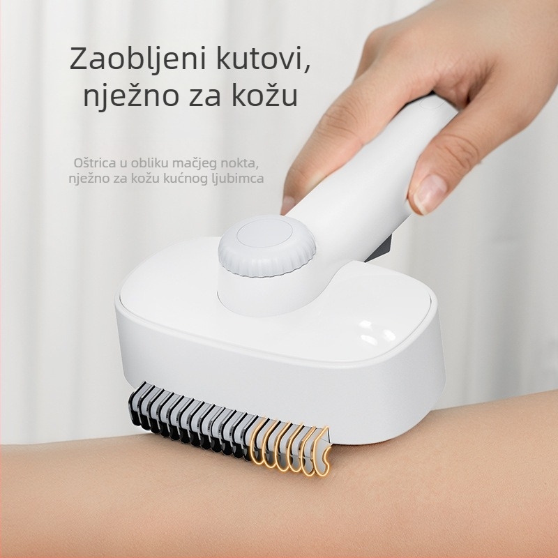 Četka za kućne ljubimce s nehrđajućim čelicama, pogodna za mačke i pse, za uklanjanje ispale dlake i raščešljavanje, alat za njegu dlake s automatskim čišćenjem za dugu i kratku dlaku