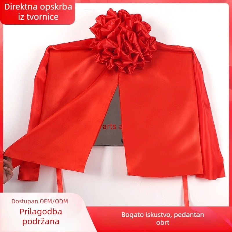 Crveno platno za otkrivanje, platnini znak, cvjetna lopta, crveno svileno platno, platnena pločica, nužno za proslavu useljavanja