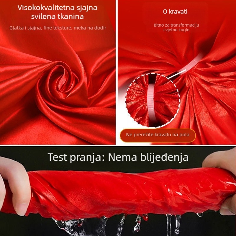 Crveno platno za otkrivanje, platnini znak, cvjetna lopta, crveno svileno platno, platnena pločica, nužno za proslavu useljavanja
