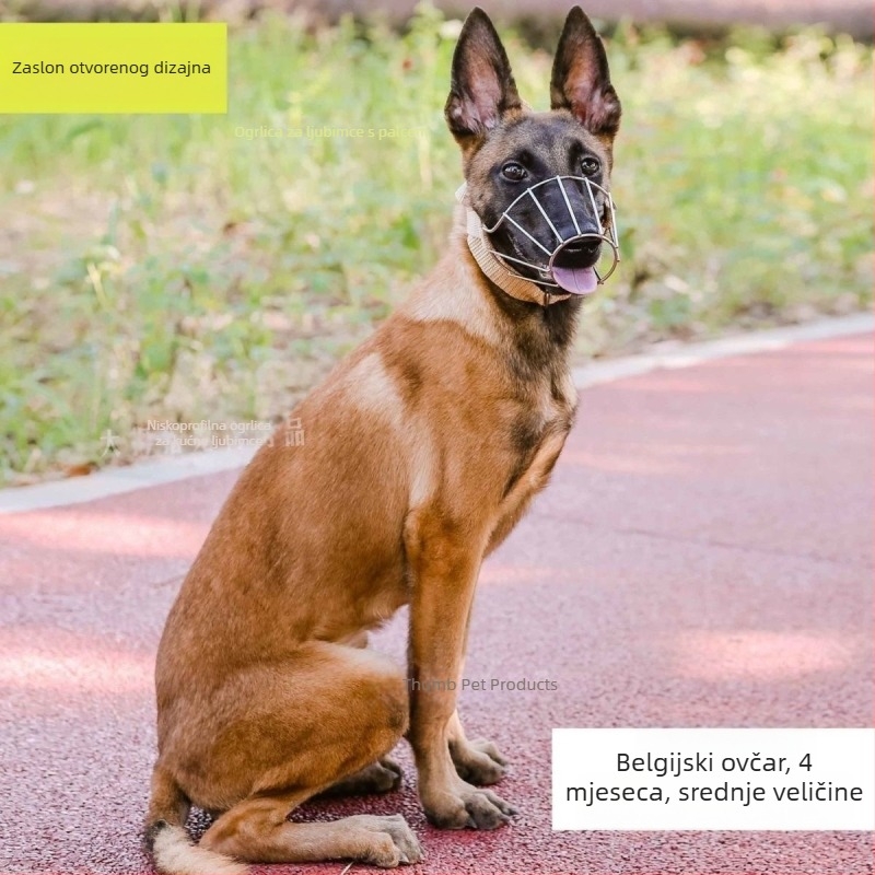 Metalni muzzle za pse srednje i velike veličine; protiv ugriza, laje i žvakanja; pogodan za Malinois i njemačku ovčarku