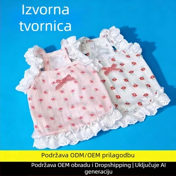 Proljetno-ljetna haljina za pse s cvjetnom čipkom i naramenicama, princes stil