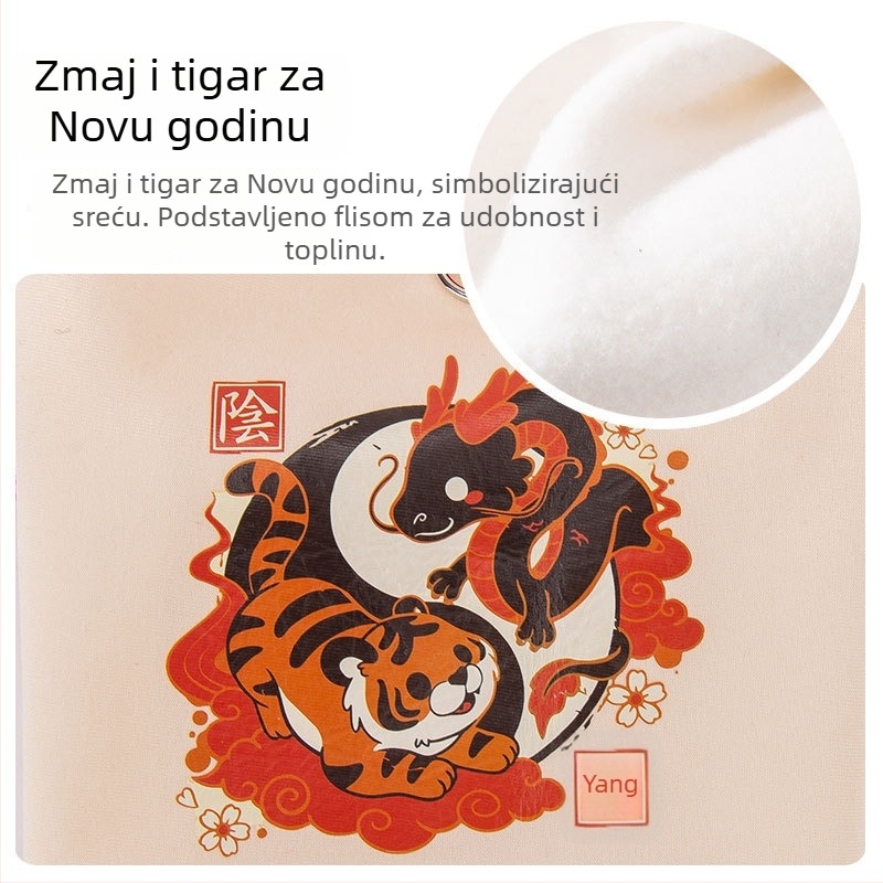 Hoodie za pse s motivom Zmaj i Tigar za Novu godinu, debeli za proleće i jesen, opušten stil