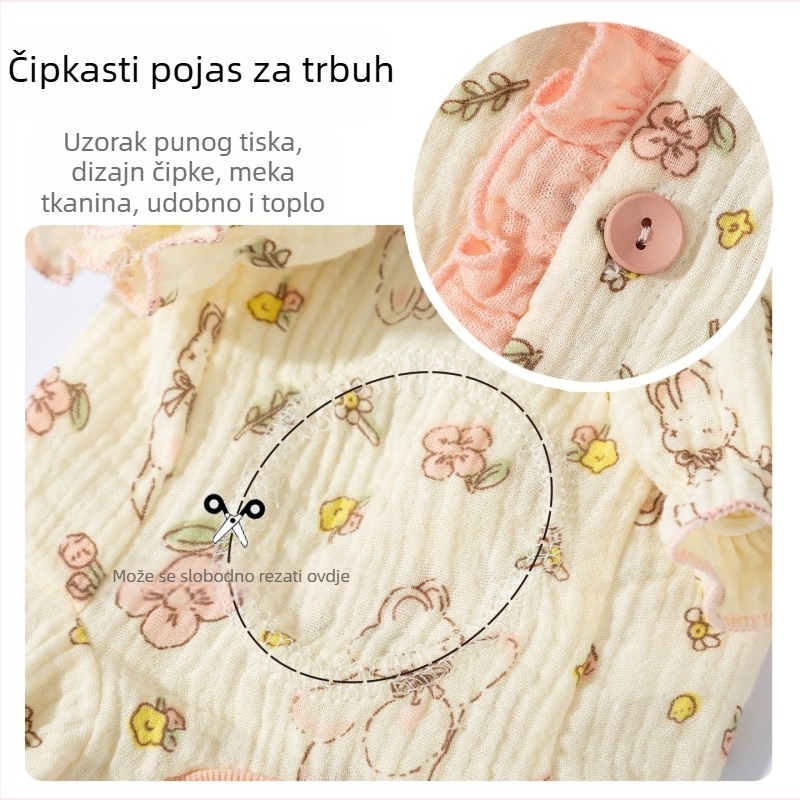 Dvostruko slojevita gazasta povoj za stomak s čipkom princeze za male pse (Bichon Frisé, Teddy) – jesen/zimska odjeća za kućne ljubimce