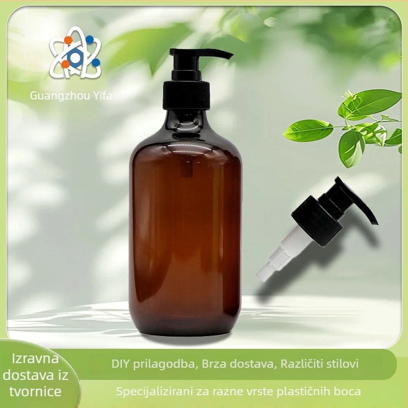 Bočica za šampon i gel za tuširanje, smeđo-prozirna, 300–500 ml s pumpom
