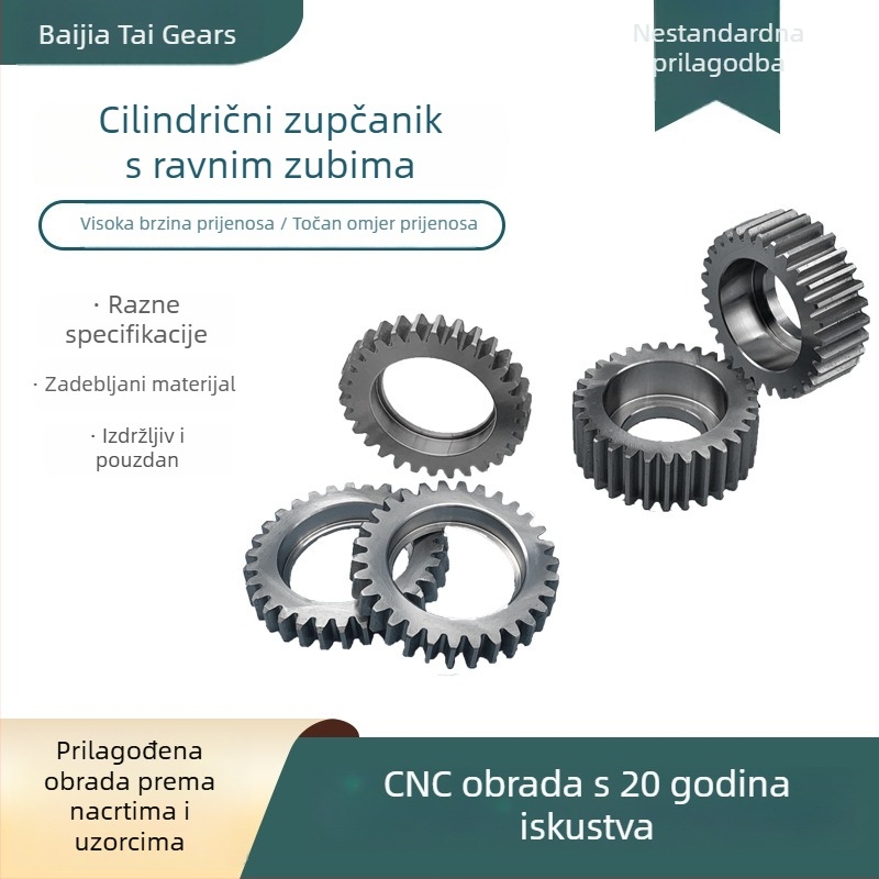 Zupčasti kotač od nehrđajućeg čelika 304, industrijski dijelovi prijenosa, cilindrični zupčanik s ravnim zubima, visoka preciznost prijenosa