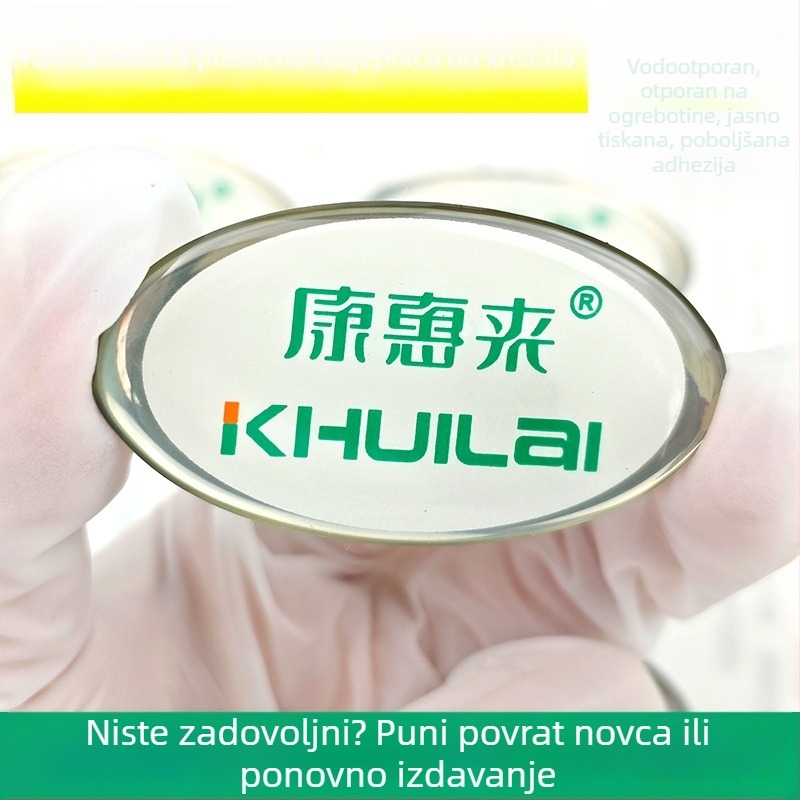 Prozirna etiketa od epoksidne smole za lijekove sa zelenom oznakom, prilagođeno apotekarsko logo, naljepnica s otiskom folijom