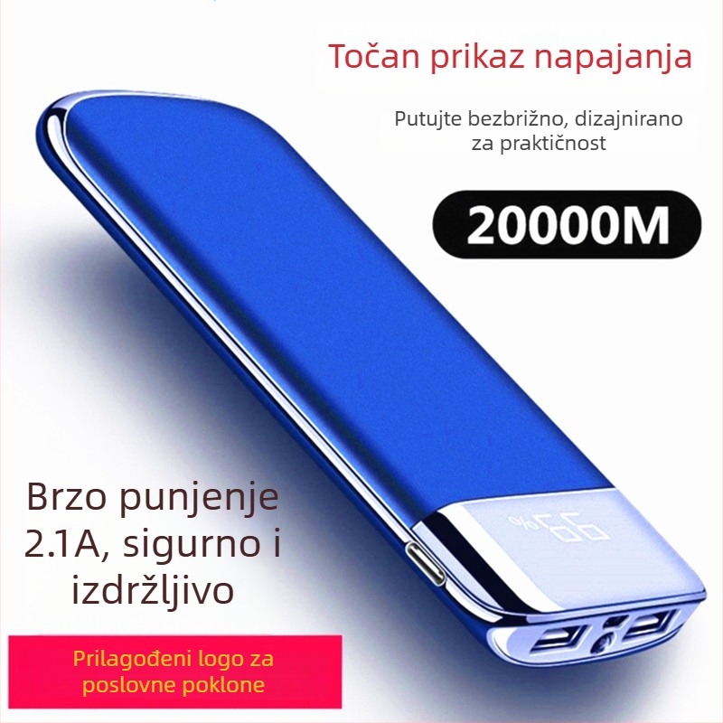 Vanjska baterija s LCD zaslonom, 20000mAh, prenosivo brzo punjenje, prilagođeni logotip