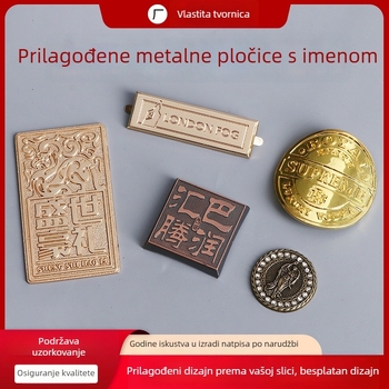 Zakrivljena pločica od cinkove legure, prilagođena staklena boca za aromaterapiju, aluminijska etiketa za kozmetiku, retro graviranje