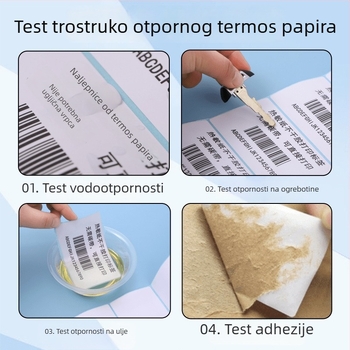 Vertikalne termalne samoljepljive etikete s trostranom zaštitom za odjeću 4060 - naljepnice za viseće etikete, otisak cijene, naljepnice certifikata, prilagodba