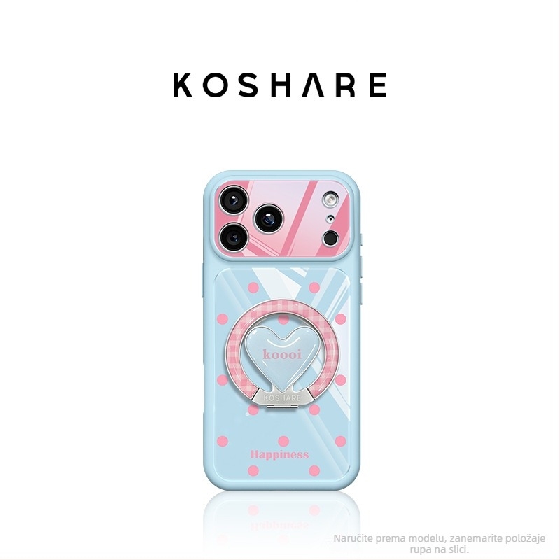 Zaštitna futrola u korejskom stilu, inspirirana Instagramom, s držačem srca s točkicama za iPhone 17 Pro Max i iPhone 15, SKU 16