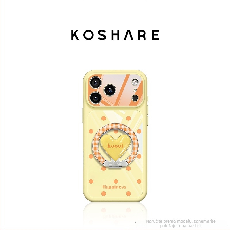 Zaštitna futrola u korejskom stilu, inspirirana Instagramom, s držačem srca s točkicama za iPhone 17 Pro Max i iPhone 15, SKU 16