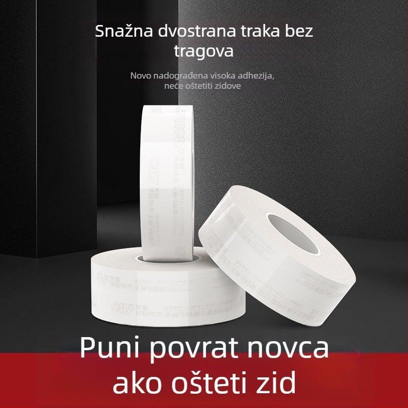 Otklonjiva dvostruka traka s akrilnom pjenom, snažna adhezija, zidovi sigurno, 3 mm x 3 m / 5 m, bez ostataka
