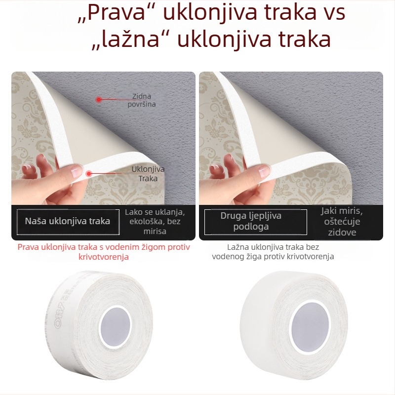 Otklonjiva dvostruka traka s akrilnom pjenom, snažna adhezija, zidovi sigurno, 3 mm x 3 m / 5 m, bez ostataka
