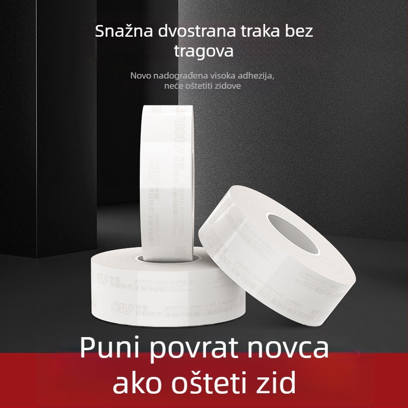 Otklonjiva dvostruka traka s akrilnom pjenom, snažna adhezija, zidovi sigurno, 3 mm x 3 m / 5 m, bez ostataka