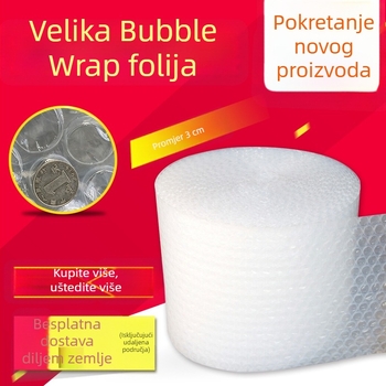 WXKT Velika mjehurična folija, širina 50 cm, duljina 25 m, jače mjehuriće, rola za pakiranje, prozirno snježno-bijela, promjer mjehura 2,8 cm, visina 9 mm, pogodna za elektroniku, auto-dijelove, namještaj, keramiku